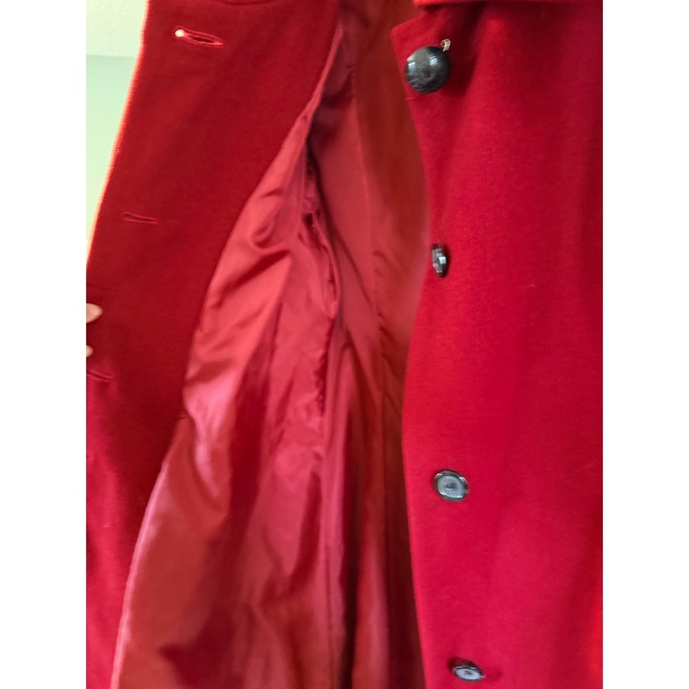 Marvin Richards New York Red Wool Blend Oversized Collar A-Line Coat Womens 10 - Picture 8 of 13